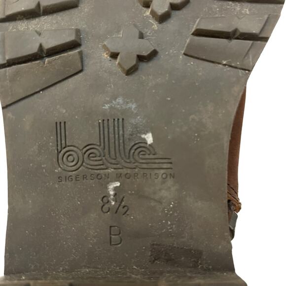 Belle By Sigerson Morrison Brown Leather Snap Buckle Boots - Picture 7 of 11